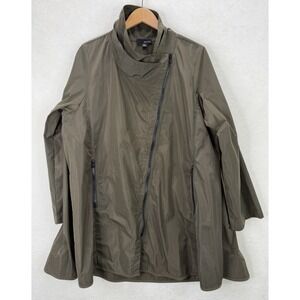 Sun Kim Women's Olive Green Asymmetrical Zip Jacket Size XL